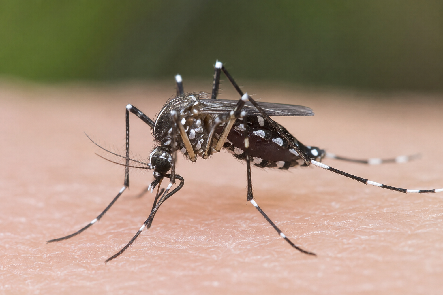 Mosquito resting on skin