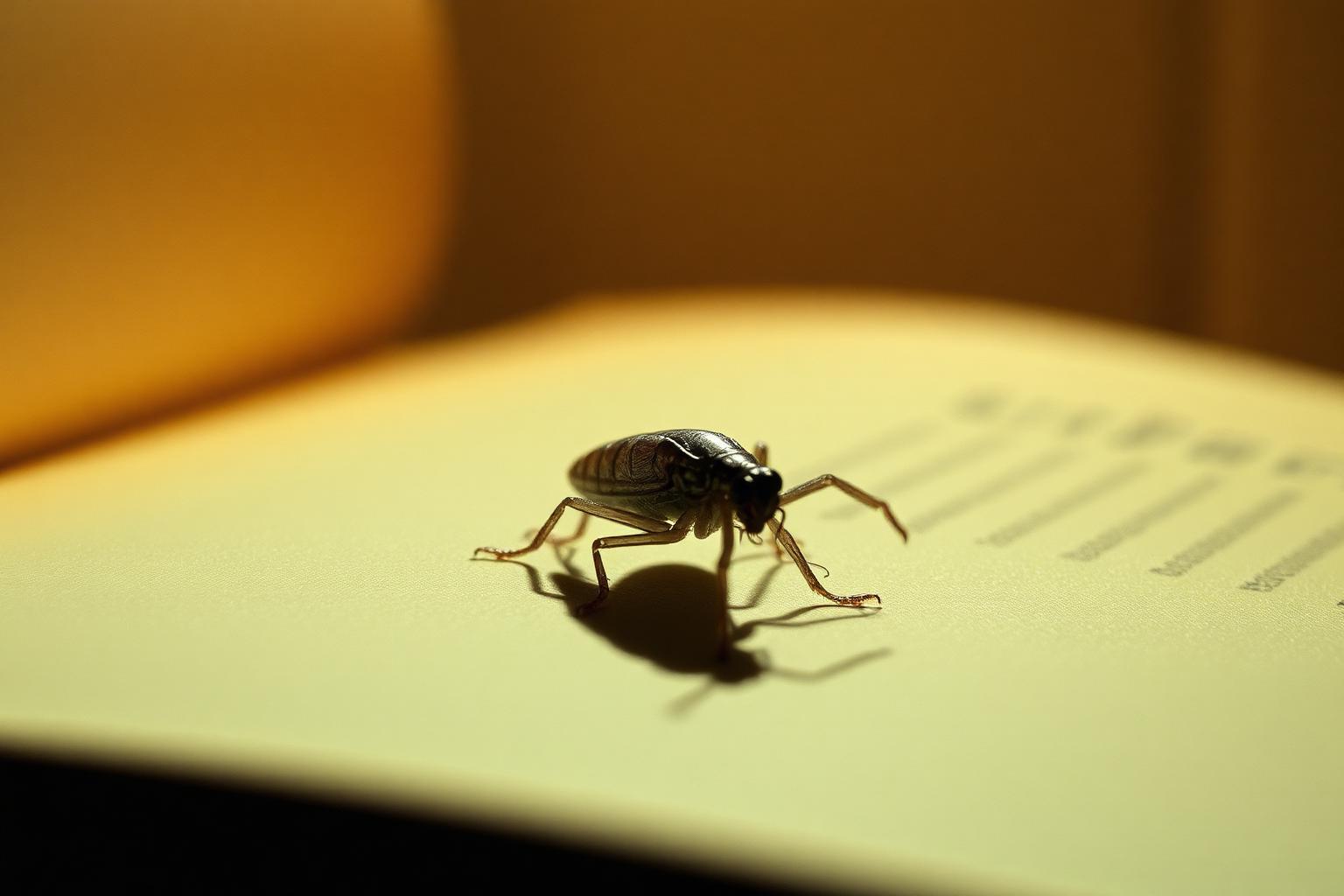 Silverfish crawling across an old book