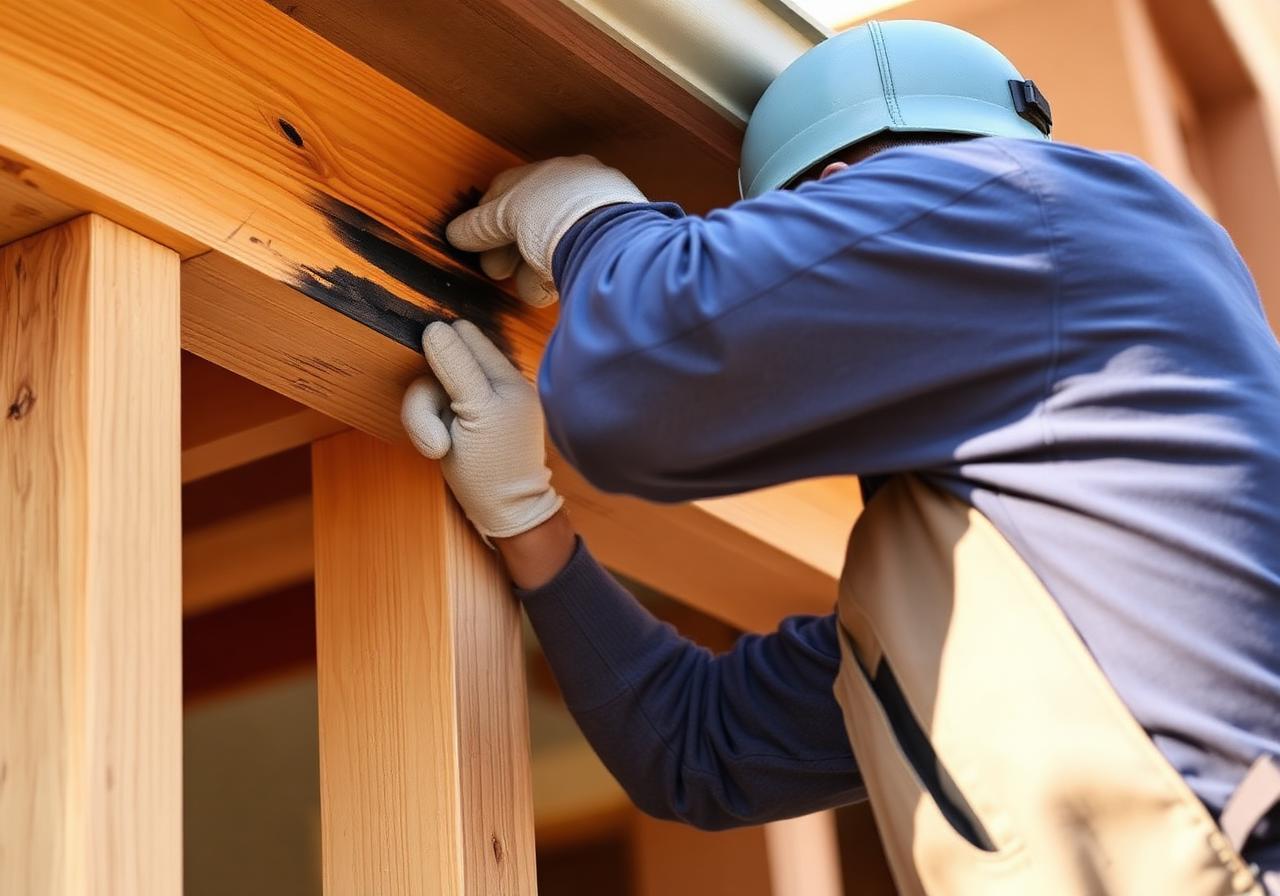 Bite Away craftsman replacing termite-damaged exterior wood on a San Diego home