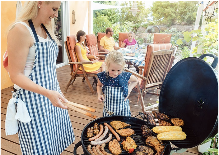 Family enjoying pest free backyard