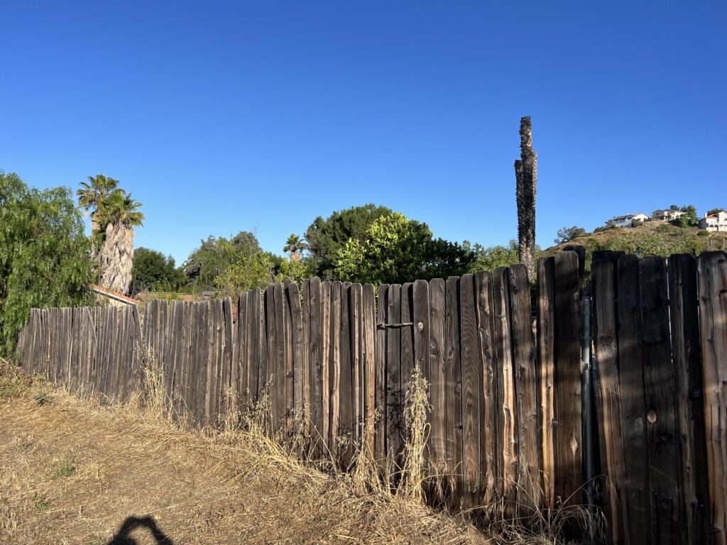 Dry rot and termite-damaged wood fence